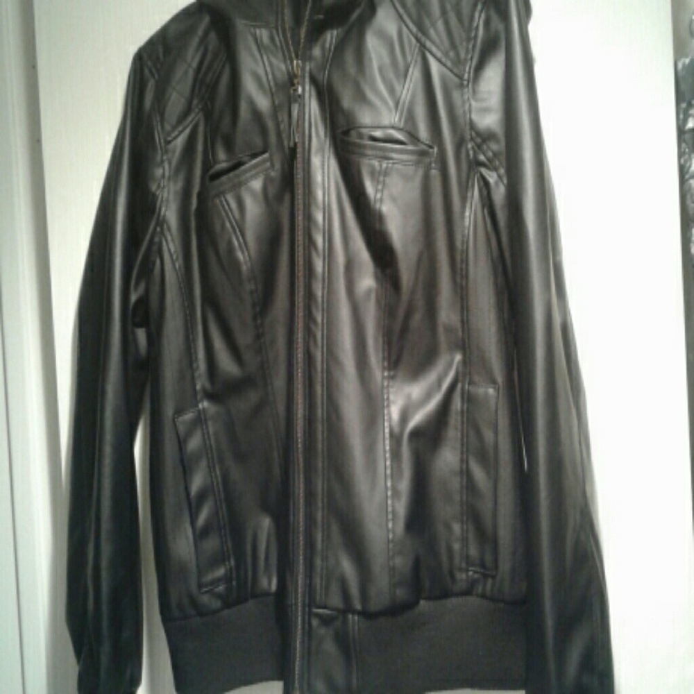 Faux Leather Faux Fur Hoodie size 1x coat